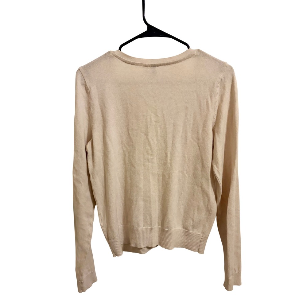 H&M Ivory Button Front V-Neck Cardigan Sweater Cotton Blend Size 10 - Picture 5 of 8